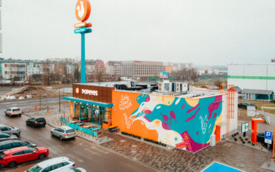 Mural na elewacji restauracji Popeyes w Szczecinie