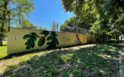 Mural ekologiczny, zrealizowany w parku w Żyrardowie