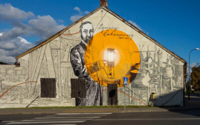 Mural dedykowany Ignacemu Łukasiewiczowi w Płocku