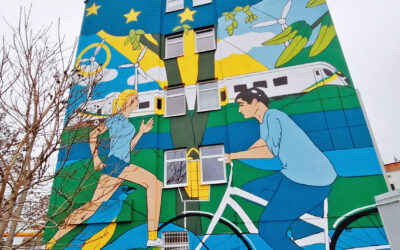 Mural na budynku przychodni przy ul. Mickiewicza w Słubicach