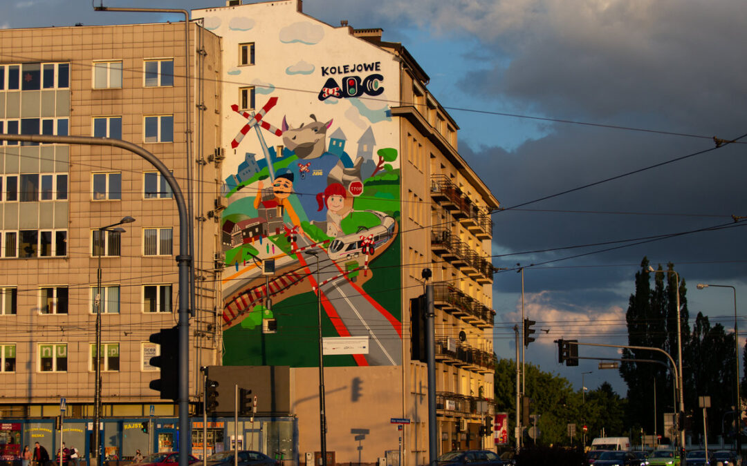 Mural reklamowy wykonany dla TVP w Warszawie
