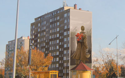 Mural z okazji 100 lecia niepodległości Polski w Polkowicach